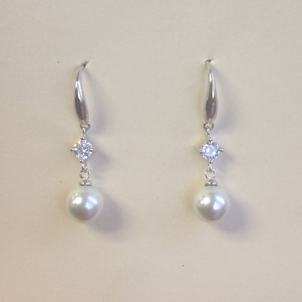Gorgeous CZ and Pearl Dangle Earrings 18kt Filled